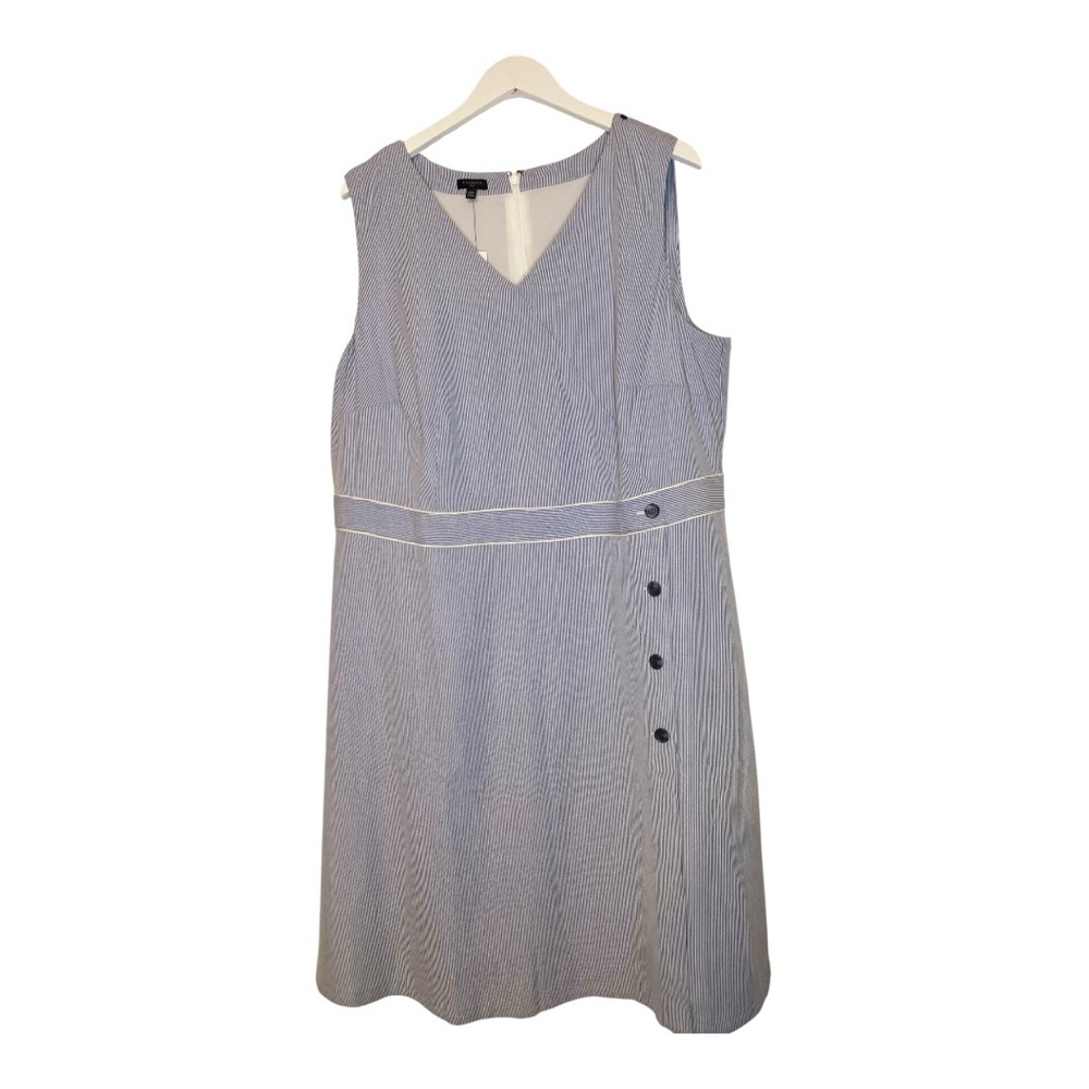 Talbots Blue and White Striped Midi Dress